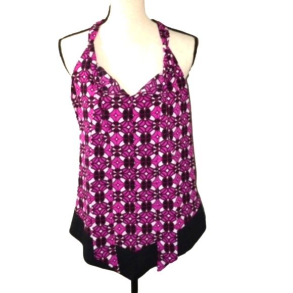 Patterned Tie Tank black and purple. Medium - Picture 1 of 3